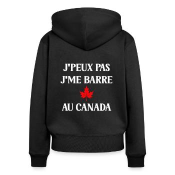 J'peux pas j'me barre au canada - Sweat à capuche zippé Premium bio Femme - noir - Dos - Julia (174cm)