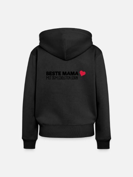 Beste Mama - Sohn - Frauen Premium Bio Zip Hoodie - Schwarz