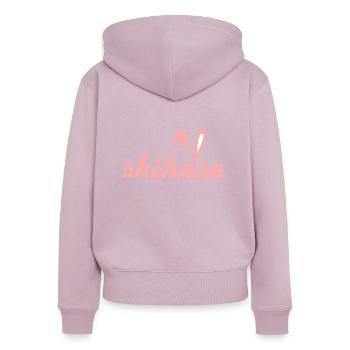 Oreilles de lapin de ski - Sweat à capuche zippé Premium bio Femme - rose poudré - Dos - Julia (174cm)