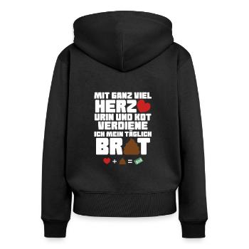 Altenpfleger Krankenpfleger Pfleger Pflegedienst - Frauen Premium Bio Zip Hoodie - Schwarz - Hinten - Julia (174cm)