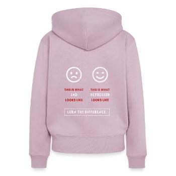 Depression - Sad vs. Depressed - Frauen Premium Bio Zip Hoodie - Altrosa - Hinten - Julia (174cm)
