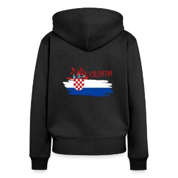 Croatia Hrvatska Kroatien i love croatia - Frauen Premium Bio Zip Hoodie - Schwarz - Hinten - Julia (174cm)