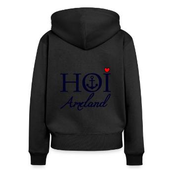 Hoi Ameland dunkel blau rot - Frauen Premium Bio Zip Hoodie - Schwarz - Hinten - Julia (174cm)