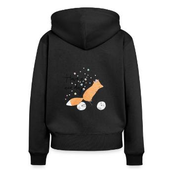 Le renard au printemps - Sweat à capuche zippé Premium bio Femme - noir - Dos - Julia (174cm)