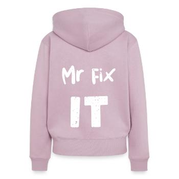 Mr Fix It - Handyman - Women's Premium Organic Zip Hoodie - dusky pink - Back - Julia (174cm)