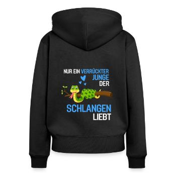Raubtier Jungen Exotisches Tier Geschenk Schlange - Frauen Premium Bio Zip Hoodie - Schwarz - Hinten - Julia (174cm)
