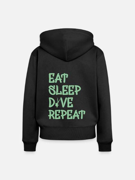 eat sleep dive repeat - Frauen Premium Bio Zip Hoodie - Schwarz