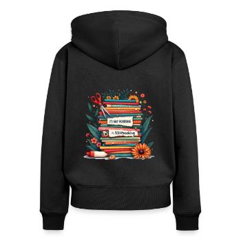 Handgefertigte Karten Scrapbooking Basteln - Frauen Premium Bio Zip Hoodie - Schwarz - Hinten - Julia (174cm)