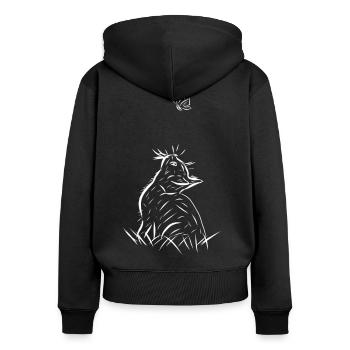 Katze - Frauen Premium Bio Zip Hoodie - Schwarz - Hinten - Julia (174cm)