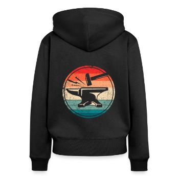 Enclume rétro outil maréchal-ferrant enclume forgeron - Sweat à capuche zippé Premium bio Femme - noir - Dos - Julia (174cm)