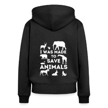 J’ai été fait pour sauver des animaux - Animal Rescue - Sweat à capuche zippé Premium bio Femme - noir - Dos - Julia (174cm)