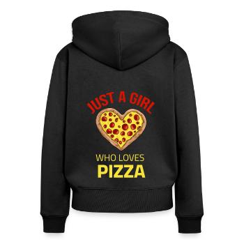 Pizza - Just a girl who loves pizza - Women's Premium Organic Zip Hoodie - black - Back - Julia (174cm)