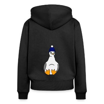 Seagull with hat - Bird, Sea, Baltic Sea - Women's Premium Organic Zip Hoodie - black - Back - Julia (174cm)
