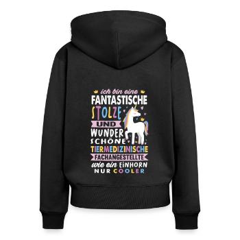 Tiermedizinische Fachangestellte Einhorn Tierarzt - Frauen Premium Bio Zip Hoodie - Schwarz - Hinten - Julia (174cm)