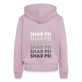 Shar Pei - Sweat à capuche zippé Premium bio Femme - rose poudré - Dos - Julia (174cm)
