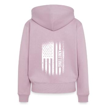Knitter Us Flag Knitting - Frauen Premium Bio Zip Hoodie - Altrosa - Hinten - Julia (174cm)