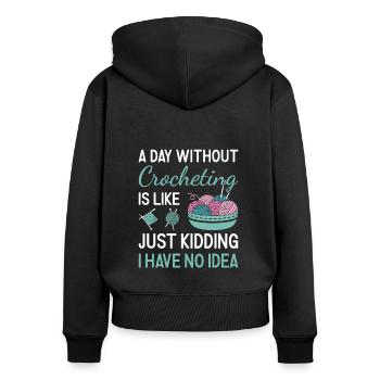 Crocheteur Une journée sans crocheter - Sweat à capuche zippé Premium bio Femme - noir - Dos - Julia (174cm)