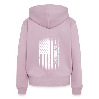 Snorkeler Drapeau Us Snorkeling - Sweat à capuche zippé Premium bio Femme - rose poudré - Dos - Julia (174cm)