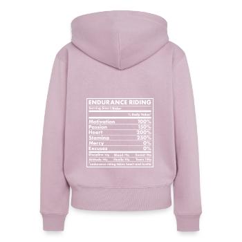 Cycliste Nutrition Endurance Conduite - Sweat à capuche zippé Premium bio Femme - rose poudré - Dos - Julia (174cm)