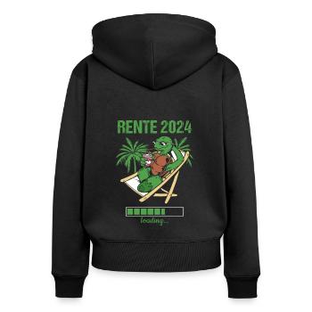 Rente 2024 Loading... Rente 2024 - Frauen Premium Bio Zip Hoodie - Schwarz - Hinten - Julia (174cm)