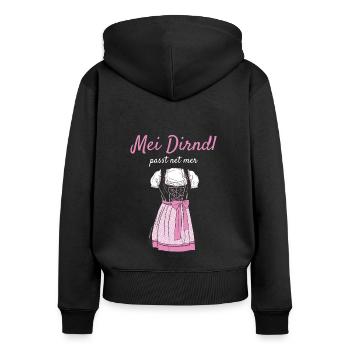 Volksfest Mei Dirndl Passt Net Mer Dirndl Ersatz - Frauen Premium Bio Zip Hoodie - Schwarz - Hinten - Julia (174cm)