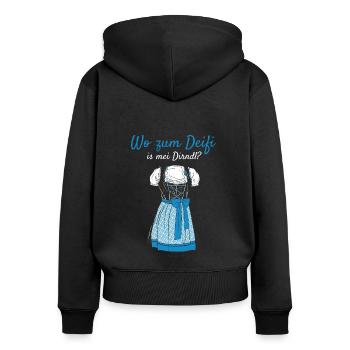 Volksfest Wo Zum Deifi Is Mei Dirndl Dirndl Ersatz - Frauen Premium Bio Zip Hoodie - Schwarz - Hinten - Julia (174cm)