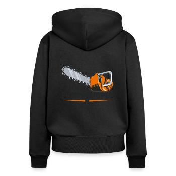 Kettensäge Motorsäge Holzfäller Wald Forstwirt - Frauen Premium Bio Zip Hoodie - Schwarz - Hinten - Julia (174cm)