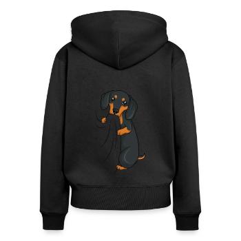 Dachshund - Women's Premium Organic Zip Hoodie - black - Back - Julia (174cm)