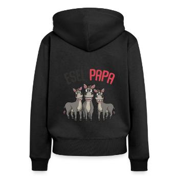 Esel Papa - Frauen Premium Bio Zip Hoodie - Schwarz - Hinten - Julia (174cm)