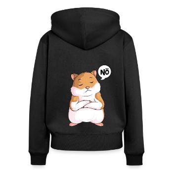 Hamster - Frauen Premium Bio Zip Hoodie - Schwarz - Hinten - Julia (174cm)