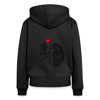 Igel - Frauen Premium Bio Zip Hoodie - Schwarz - Hinten - Julia (174cm)