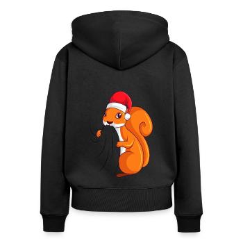 Eichhörnchen Weihnachten - Frauen Premium Bio Zip Hoodie - Schwarz - Hinten - Julia (174cm)