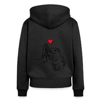 Frosch Liebe Frösche Kinder Mädchen - Frauen Premium Bio Zip Hoodie - Schwarz - Hinten - Julia (174cm)