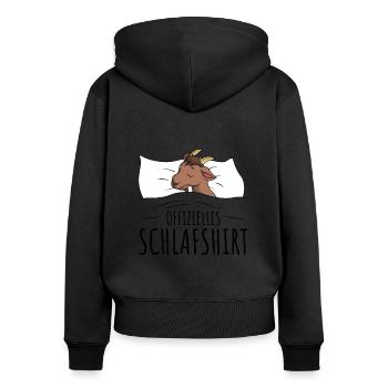 Ziege - Frauen Premium Bio Zip Hoodie - Schwarz - Hinten - Julia (174cm)