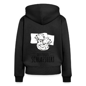 Dalmatiner - Frauen Premium Bio Zip Hoodie - Schwarz - Hinten - Julia (174cm)