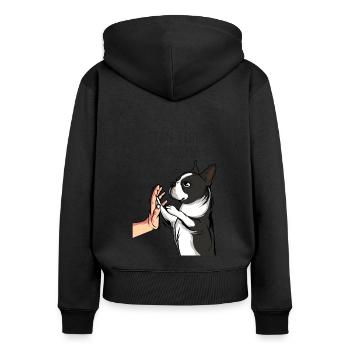 Boston Terrier Grand-mère Chiens Maîtresse - Sweat à capuche zippé Premium bio Femme - noir - Dos - Julia (174cm)