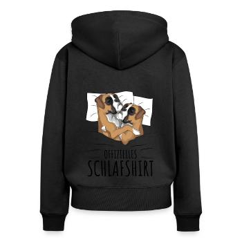 Boxer Hund - Frauen Premium Bio Zip Hoodie - Schwarz - Hinten - Julia (174cm)