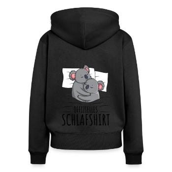 Koala - Frauen Premium Bio Zip Hoodie - Schwarz - Hinten - Julia (174cm)