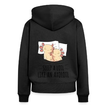 Axolotl - Frauen Premium Bio Zip Hoodie - Schwarz - Hinten - Julia (174cm)