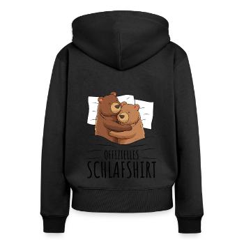 Bär Braunbär - Frauen Premium Bio Zip Hoodie - Schwarz - Hinten - Julia (174cm)