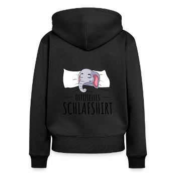 Elefant - Frauen Premium Bio Zip Hoodie - Schwarz - Hinten - Julia (174cm)