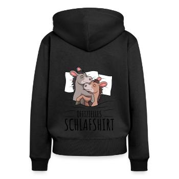 Esel Schlafshirt - Frauen Premium Bio Zip Hoodie - Schwarz - Hinten - Julia (174cm)