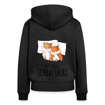 Hamster - Frauen Premium Bio Zip Hoodie - Schwarz - Hinten - Julia (174cm)