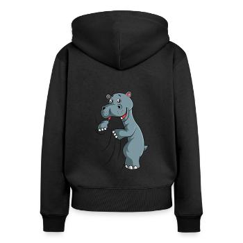 Hippopotamus - Women's Premium Organic Zip Hoodie - black - Back - Julia (174cm)