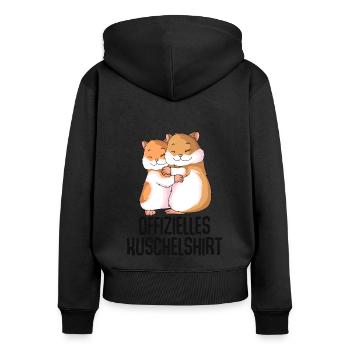 Hamster - Frauen Premium Bio Zip Hoodie - Schwarz - Hinten - Julia (174cm)