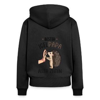 Bester Igel Papa aller Zeiten - Frauen Premium Bio Zip Hoodie - Schwarz - Hinten - Julia (174cm)
