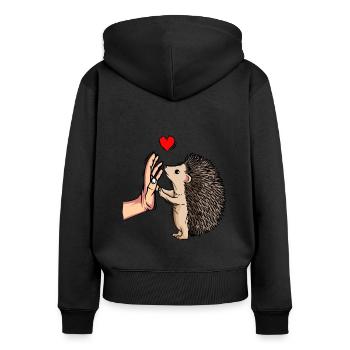 Igel Liebe Damen Kinder Kinder - Frauen Premium Bio Zip Hoodie - Schwarz - Hinten - Julia (174cm)