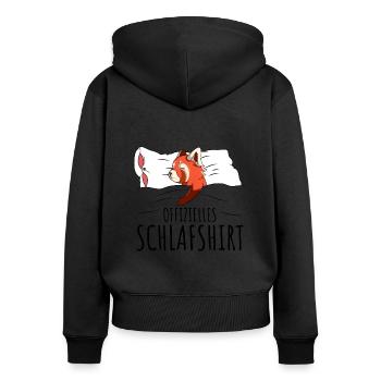 Roter Panda - Frauen Premium Bio Zip Hoodie - Schwarz - Hinten - Julia (174cm)