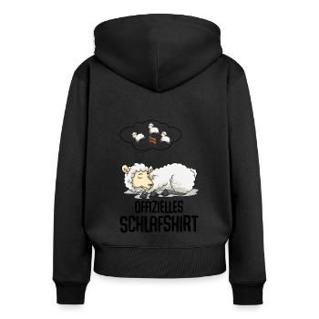Schaf - Frauen Premium Bio Zip Hoodie - Schwarz - Hinten - Julia (174cm)