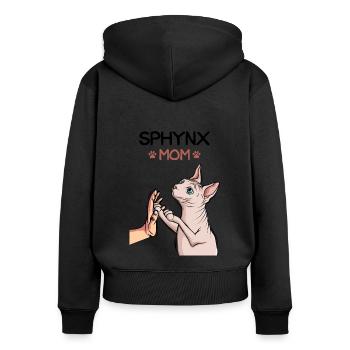 Sphynx Mom Mama Sphinx Katze Nacktkatze - Frauen Premium Bio Zip Hoodie - Schwarz - Hinten - Julia (174cm)